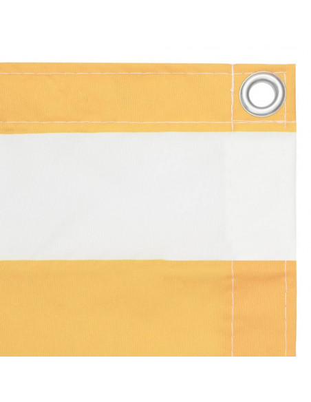 Paravento Balcone Bianco e Giallo 90x400 cm Tessuto Oxford