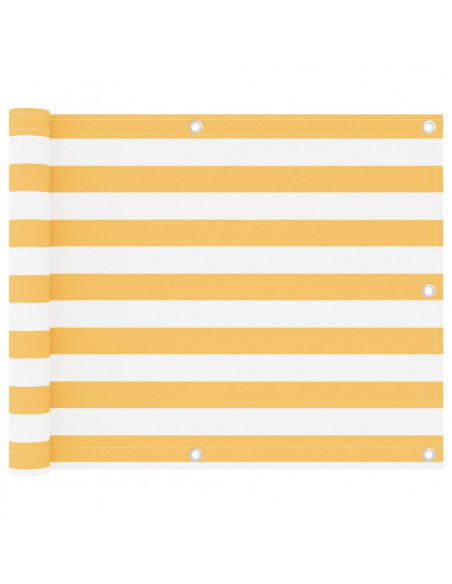 Paravento da Balcone Bianco e Giallo 75x400 cm Tessuto Oxford
