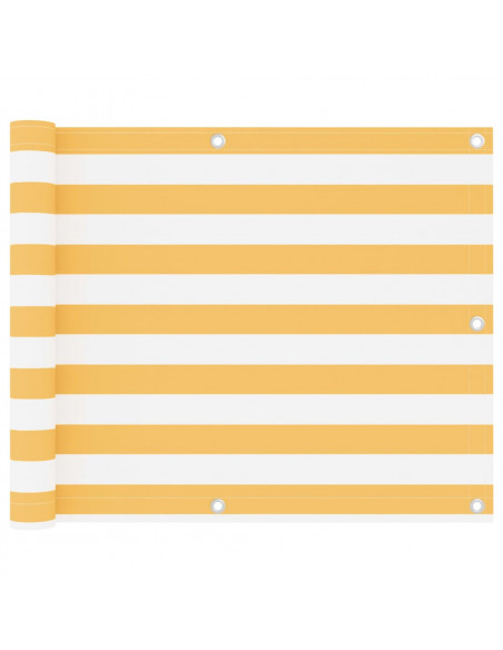 Paravento da Balcone Bianco e Giallo 75x600 cm Tessuto Oxford
