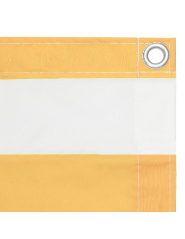 Paravento da Balcone Bianco e Giallo 75x600 cm Tessuto Oxford