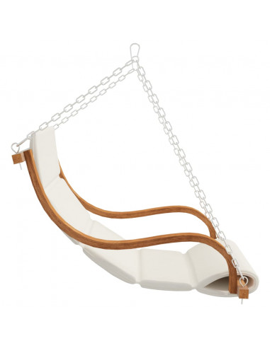 Sedia a Dondolo con Cuscino e Tetto in Legno Massello di Abete