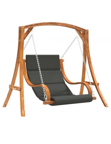 Sedia a Dondolo con Cuscino Massello di Abete Finitura in Teak