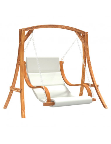 Sedia a Dondolo con Cuscino Massello di Abete Finitura in Teak