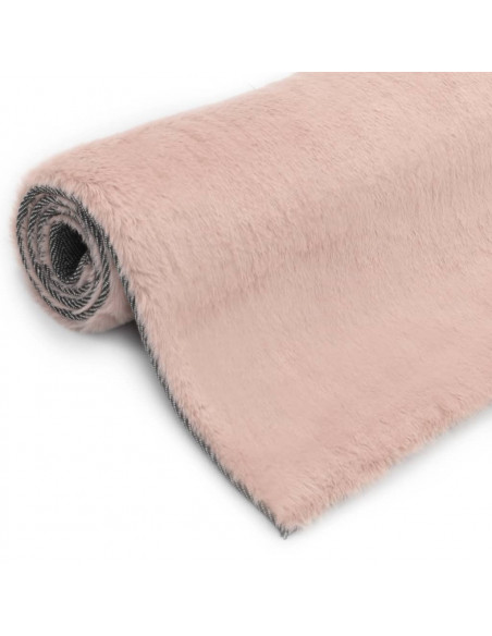 Tappeto 160x230 cm Pelliccia di Coniglio Sintetica Rosa Antico