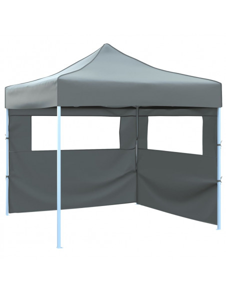 Tendone per Feste Pieghevole Pop-Up con 2 Pareti 3x3m Antracite