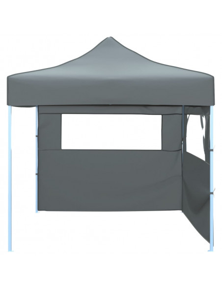 Tendone per Feste Pieghevole Pop-Up con 2 Pareti 3x3m Antracite