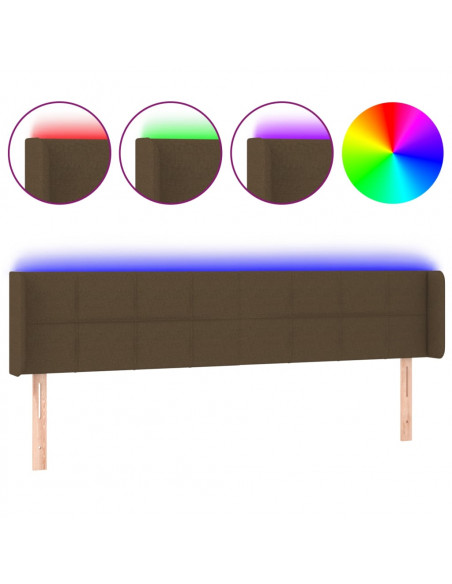 Testiera a LED Marrone Scuro 163x16x78/88 cm in Tessuto