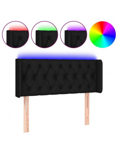 Testiera a LED Nera 103x16x78/88 cm in Tessuto