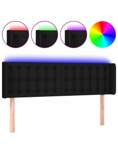 Testiera a LED Nera 147x16x78/88 cm in Tessuto 2