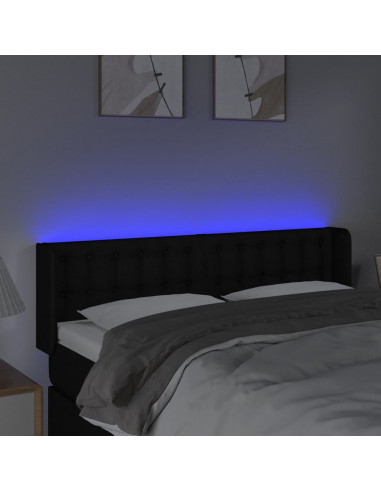 Testiera a LED Nera 147x16x78/88 cm in Tessuto