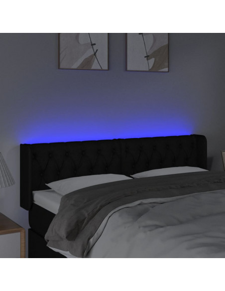 Testiera a LED Nera 163x16x78/88 cm in Tessuto