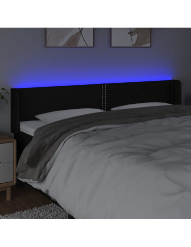 Testiera a LED Nera 163x16x78/88 cm in Tessuto