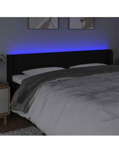 Testiera a LED Nera 183x16x78/88 cm in Tessuto