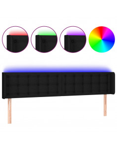 Testiera a LED Nera 203x16x78/88 cm in Tessuto 2