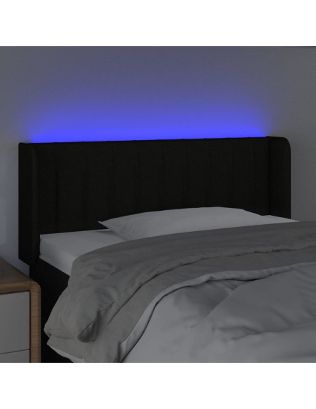 Testiera a LED Nera 83x16x78/88 cm in Tessuto