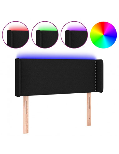 Testiera a LED Nera 83x16x78/88 cm in Tessuto