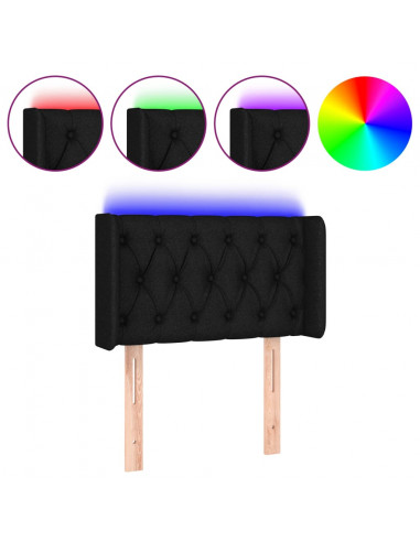 Testiera a LED Nera 83x16x78/88 cm in Tessuto