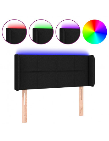 Testiera a LED Nera 83x16x78/88 cm in Tessuto