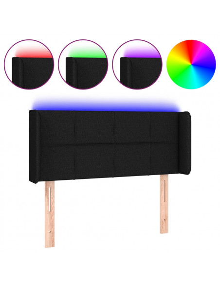 Testiera a LED Nera 83x16x78/88 cm in Tessuto