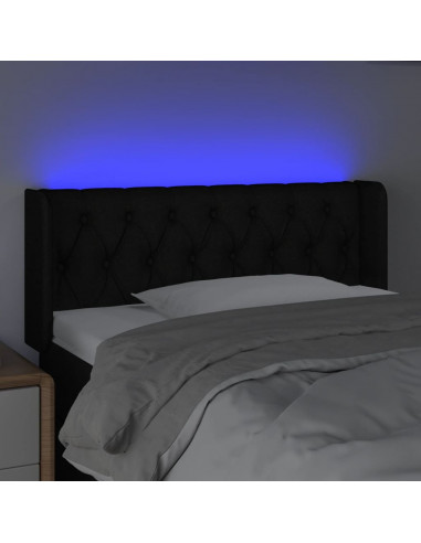 Testiera a LED Nera 93x16x78/88 cm in Tessuto