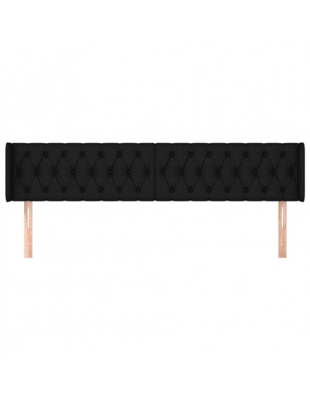 Testiera ad Orecchio Nera 203x16x78/88 cm in Tessuto
