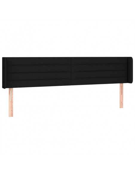 Testiera ad Orecchio Nera 203x16x78/88 cm in Tessuto