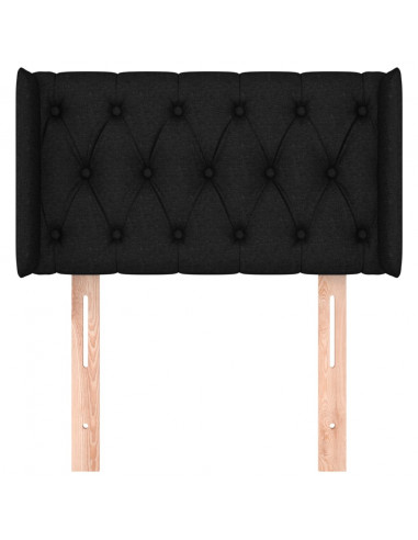 Testiera ad Orecchio Nera 83x16x78/88 cm in Tessuto