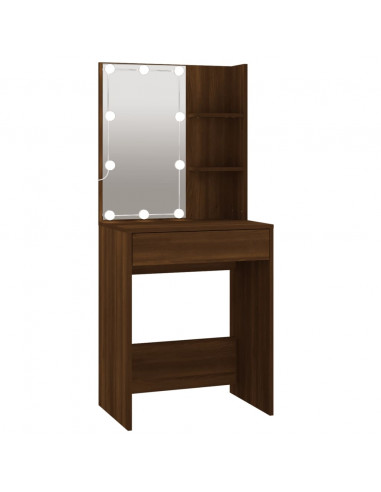 Toeletta con LED e Armadietti Rovere Marrone Legno Multistrato