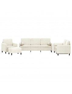 Set di Divani 4 pz con Cuscini Crema in Velluto 2