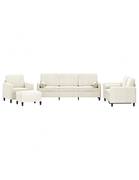Set di Divani 4 pz con Cuscini Crema in Velluto
