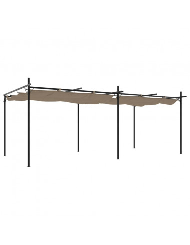 Pergola con Tetto Retrattile Tortora 589x292x230 cm