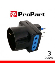 ProPart Adattatore triplo 3pos 10A/schuko spina10A nero