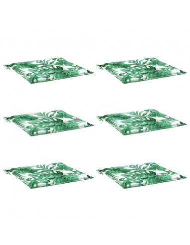 Cuscini per Sedia 6 pz Motivo a Foglie 50x50x3 cm in Tessuto