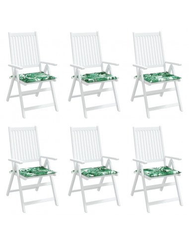 Cuscini per Sedia 6 pz Motivo a Foglie 50x50x3 cm in Tessuto