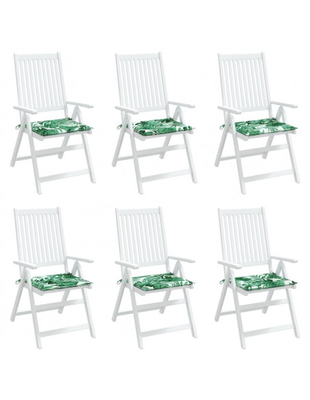 Cuscini per Sedia 6 pz Motivo a Foglie 50x50x3 cm in Tessuto