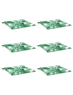 Cuscini per Sedia 6 pz Motivo a Foglie 40x40x4 cm Tessuto 2