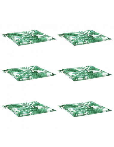 Cuscini per Sedia 6 pz Motivo a Foglie 40x40x4 cm Tessuto