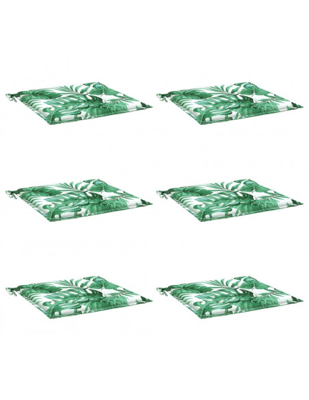 Cuscini per Sedia 6 pz Motivo a Foglie 40x40x3 cm Tessuto