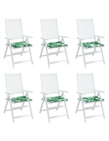 Cuscini per Sedia 6 pz Motivo a Foglie 40x40x4 cm Tessuto