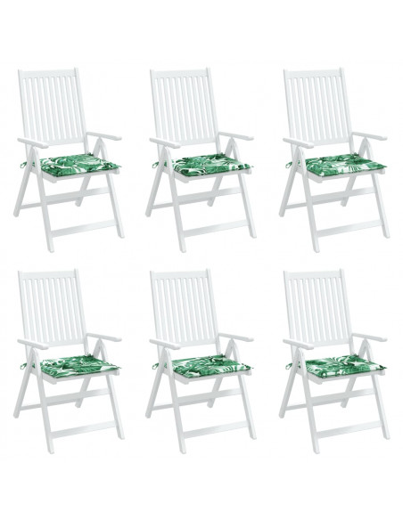 Cuscini per Sedia 6 pz Motivo a Foglie 40x40x3 cm Tessuto