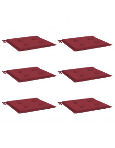 Cuscini per Sedia 6 pz Rosso Vino 50x50x3 cm in Tessuto Oxford 2