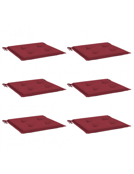 Cuscini per Sedia 6 pz Rosso Vino 50x50x3 cm in Tessuto Oxford
