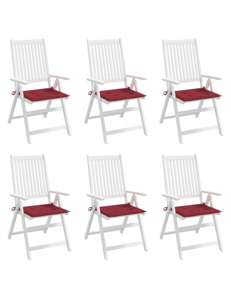 Cuscini per Sedia 6 pz Rosso Vino 50x50x3 cm in Tessuto Oxford