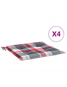 Cuscini per Sedia 4 pz a Quadri Rossi 40x40x3cm Tessuto Oxford