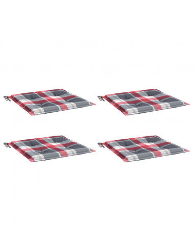 Cuscini per Sedia 4 pz a Quadri Rossi 40x40x3cm Tessuto Oxford