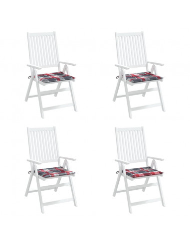 Cuscini per Sedia 4 pz a Quadri Rossi 40x40x3cm Tessuto Oxford