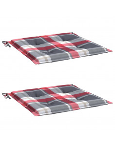 Cuscini per Sedia 2 pz a Quadri Rossi 40x40x3cm Tessuto Oxford 2