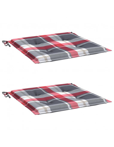 Cuscini per Sedia 2 pz a Quadri Rossi 40x40x3cm Tessuto Oxford