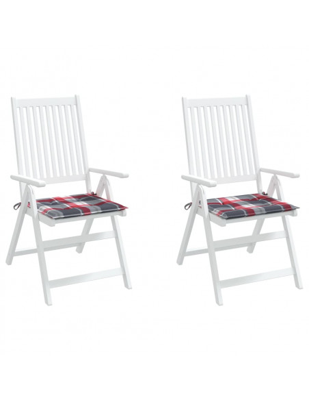 Cuscini per Sedia 2 pz a Quadri Rossi 40x40x3cm Tessuto Oxford