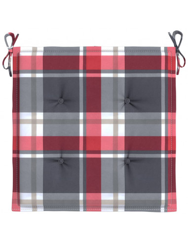 Cuscini per Sedia 2 pz a Quadri Rossi 40x40x3cm Tessuto Oxford